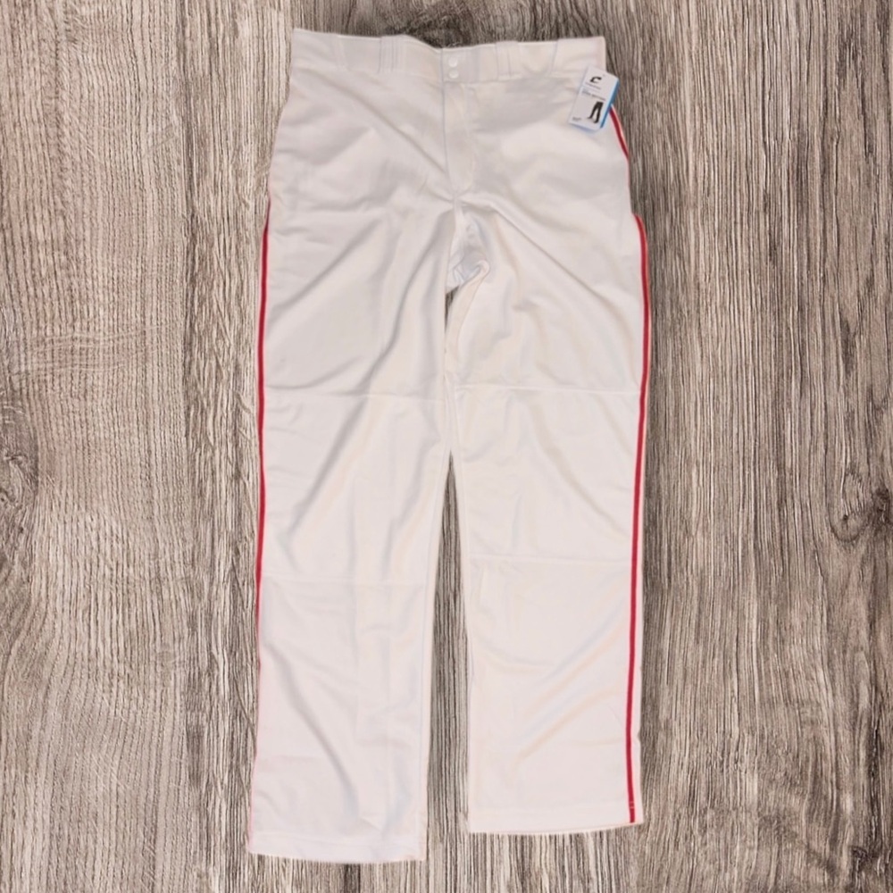 CHAMPRO MVP Open Bottom Baseball Pants White Red Braid ~ Size L ~ NWT - Picture 4 of 5